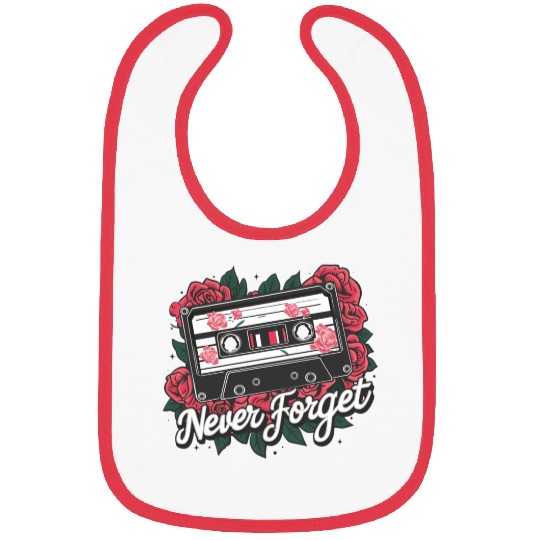 A cassette tape colored with roses Bibs