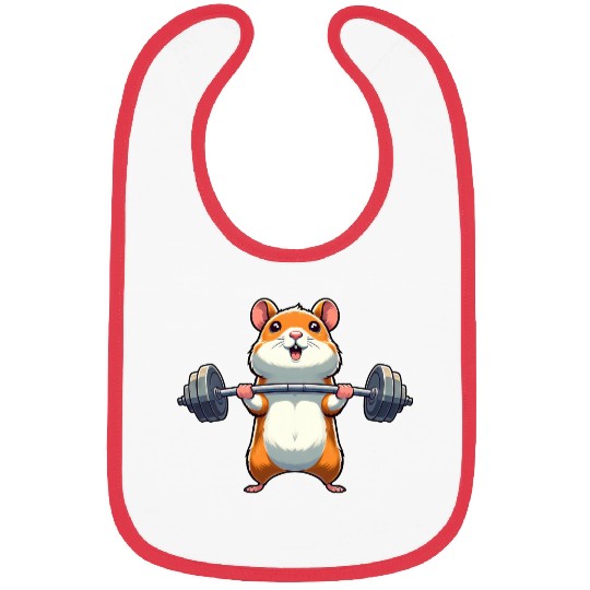 Hamster Power Training: Cartoon-Style Dumbbell Bibs