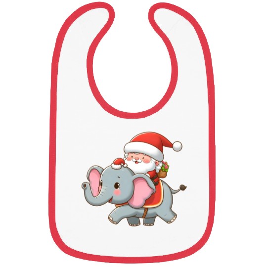 Cute Santa Claus on elephant Bibs