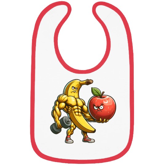 Muscular banana lifts huge apple Bibs