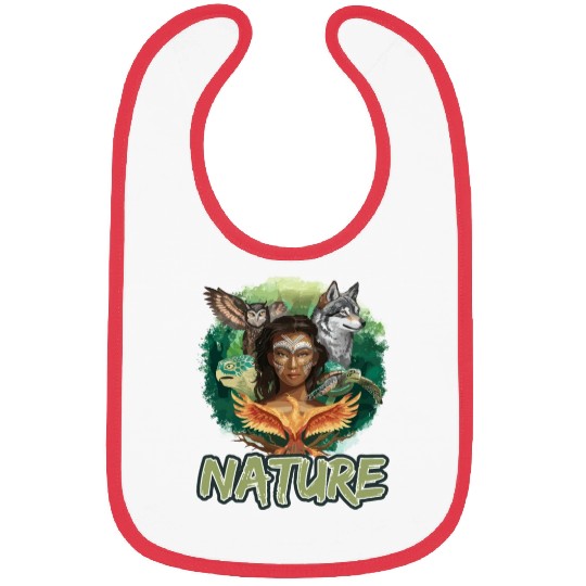 Nature-Inspired Wolf Owl Turtle Phoenix Woman Bibs