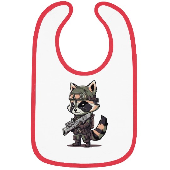 Angry wild raccoon with gun Bibs