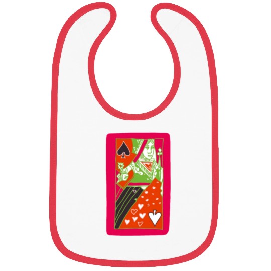 Red Queen Of Spades Playing Card Bibs