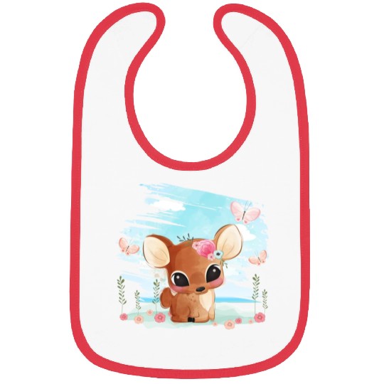 Funny Deer Sitting On Sand At The Beach Bibs