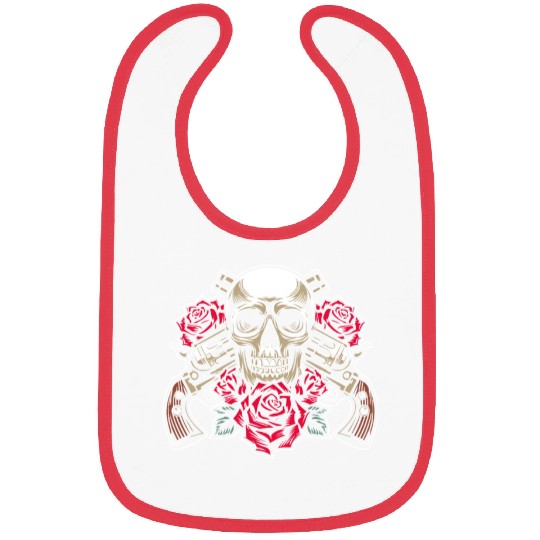 Skeleton Roses Guitar Guns Skull Roses Bibs