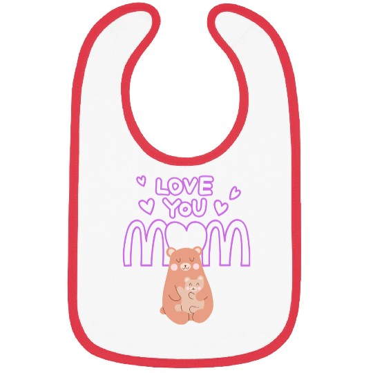 Peach Cute Mom And Baby Bear Mother s Day Card 1 Bibs