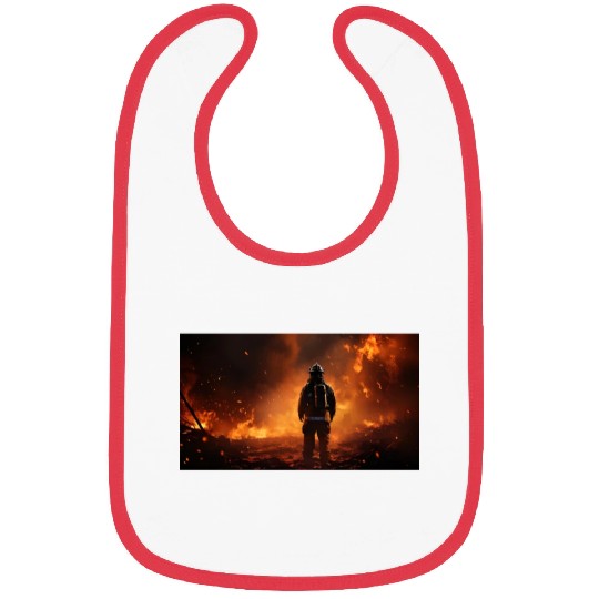 Firefighter in burning fire - Fire fighter head Bibs