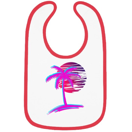 sunset Vaporwave Palm Tree Aesthetic Tropical Bibs