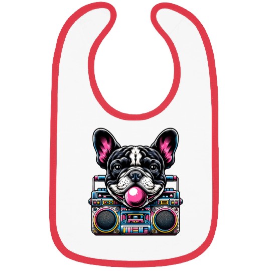Frenchie Beats: French Bulldog with Music Boom Box Bibs