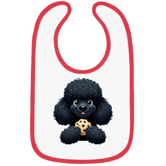 Black Poodle with Cookie Sweet Design Bibs