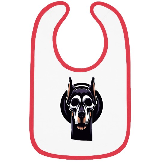 Neon Doberman Skull Edge Bibs