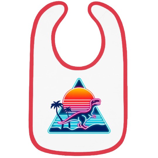 Retro dinosaurs in the 80s triangle Bibs