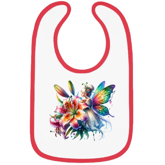 Tiger Lily Fairy Floral Fantasy Watercolor Bibs