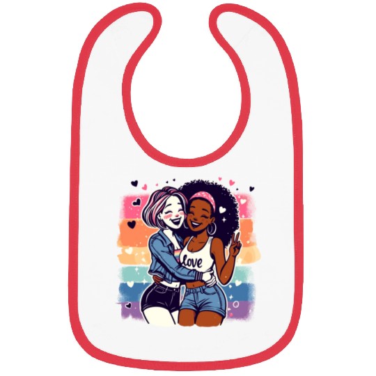 Cute Sapphic Lesbian Whitey Melanin Rainbow Pride Bibs