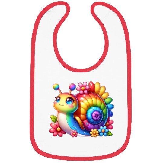 Cool Snail Rainbow Floral Lovers Nature Animal Bibs