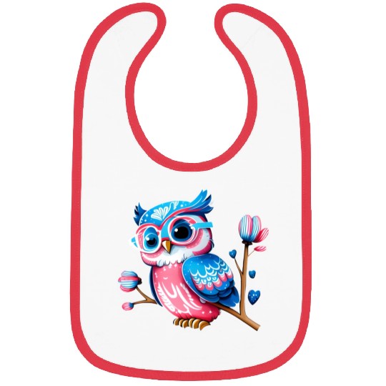 Red White and Blue Owl Bibs