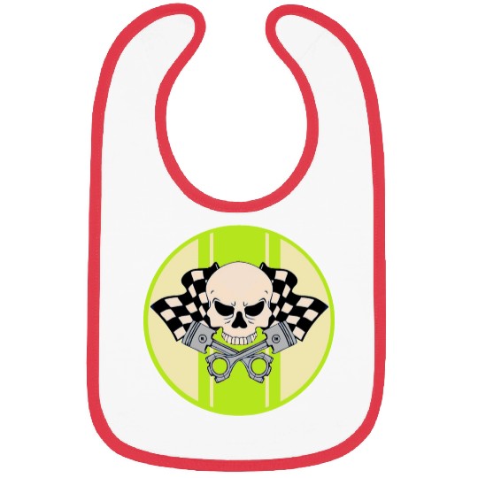 Light green racing stripe with skull and pistons Bibs