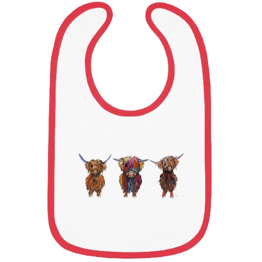 CoW PRiNT ANiMaL PRiNT HiGHLaND CoWS ' ALL THRee ' Bibs