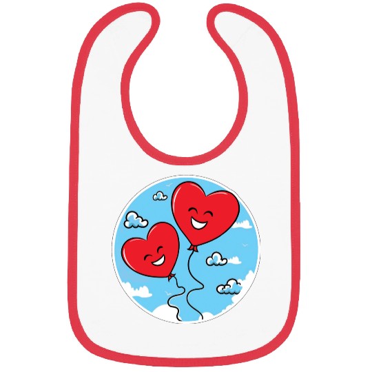 Smiling red heart balloons Bibs