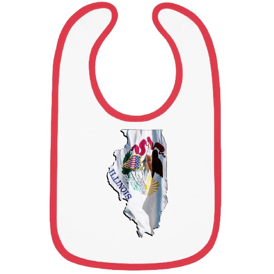 Illinois State Flag in Illinois State Map Bibs