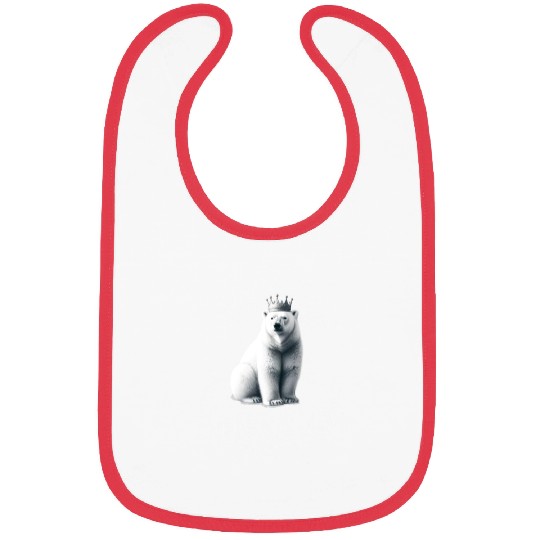 Polar bear with crown on ice floe arctic wildlife Bibs