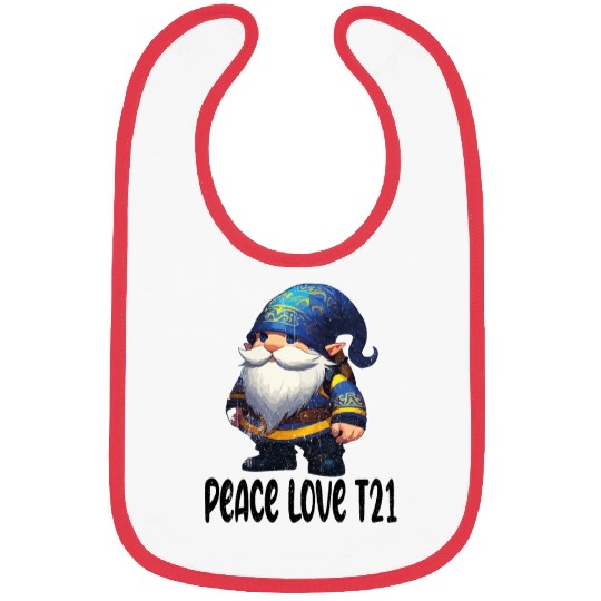 t21 gnomes Peace Love Bibs