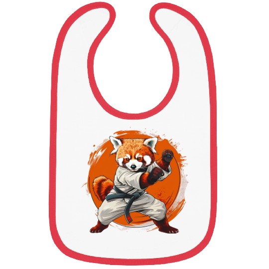Red panda karate fighting style Bibs