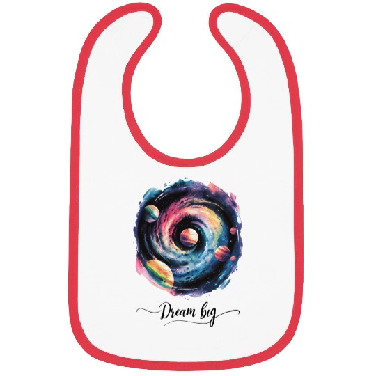 Dream Big Colorful Galaxy Spiral Bibs
