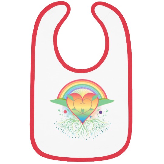 Rainbow heart with roots for Pride Bibs
