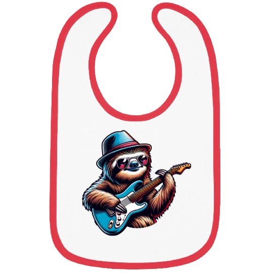 Cool Sloth E-Guitar Player Design Bibs