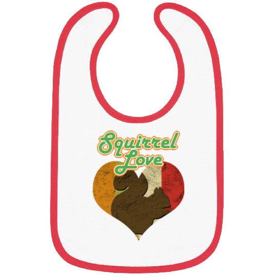 Squirrel Love Vintage Heart Chipmunks Animal Lover Bibs