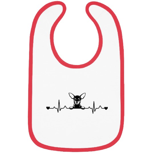 Cute Miniature Pinscher Dog Heartbeat Pulse ECG Bibs