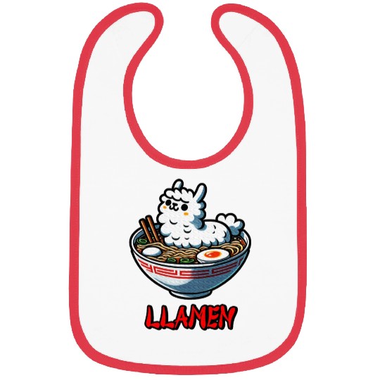 Llamen Noodles Chinese Food Alpaca Llama Lover Bibs