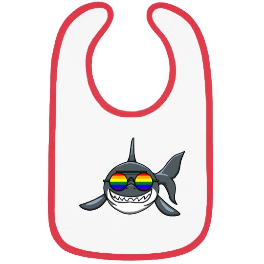 SMILING LGBTQ SHARK WITH RAINBOW GLASSES Bibs