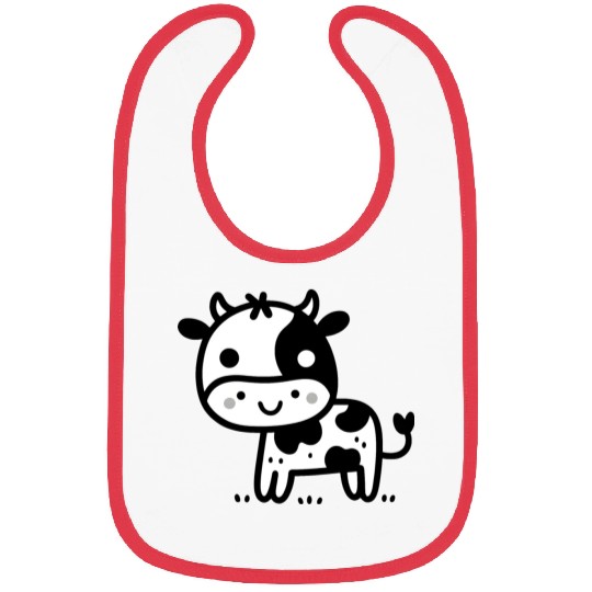 Friendly Stick Figure Cow - Black & White Bibs