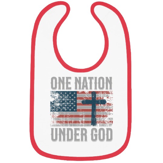 One Nation Under God Retro US Flag Christian Cross Bibs