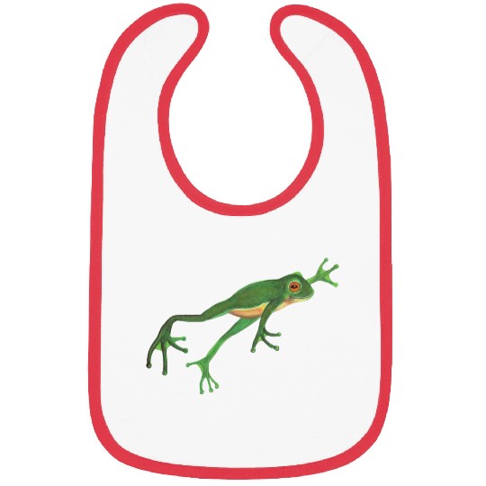 Green Frog Smiling and Jumping Bibs
