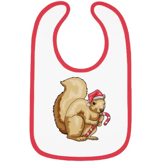 Squirrel Christmas Candy cane Bibs