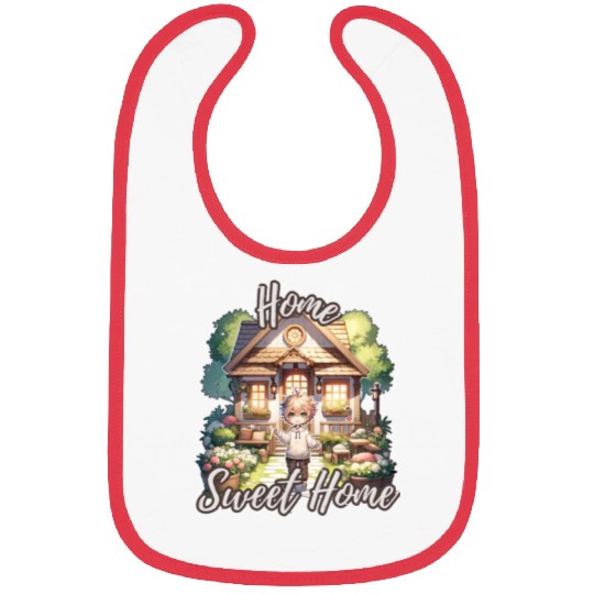 Home Sweet Home House Cabinand Person Waving 1 Bibs