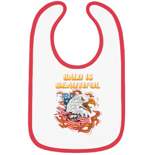 Bald Is Beautiful US Flag Eagle 4th Of July Funny Bibs