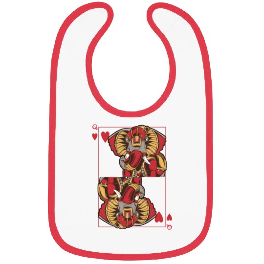 Elephant Steampunk Card Game Heart Queen Poker Bibs