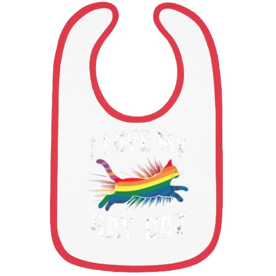 I Love My Gay Cat Funny Rainbow Pride Lgbt Bibs