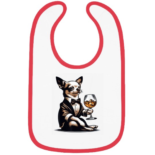 Chihuahua Dog Drinking Whiskey Puppy Bibs
