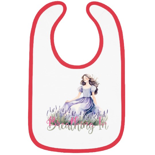 Girl in Lavender Dress Relaxing in Flower Field Bibs