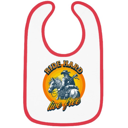 Western American Cowboy Retro Vintage Sunset Bibs