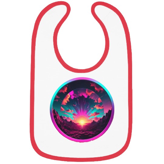 Synthwave Colorful Cosmos Design inside Circle Bibs
