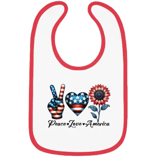 Peace Love America Bibs