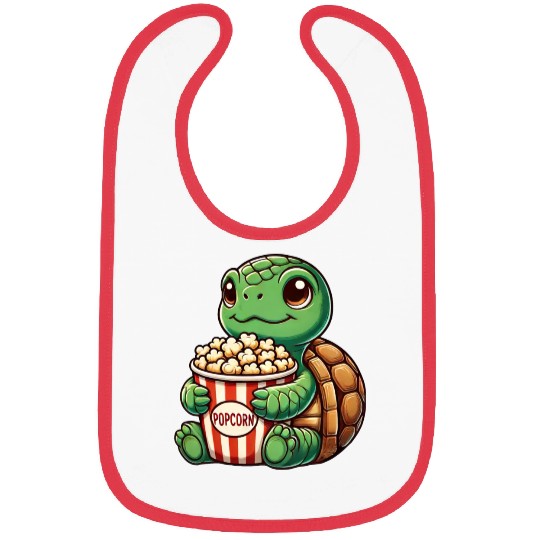 Cute turtle popcorn movies cinema fun Bibs
