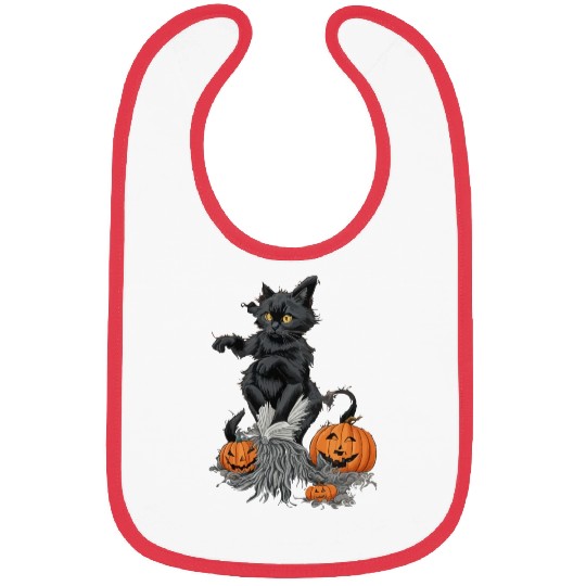 Witchy Black Cat Bibs