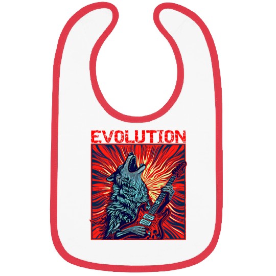 Wolf Playing Guitar Rockstar Red Guitar Bibs